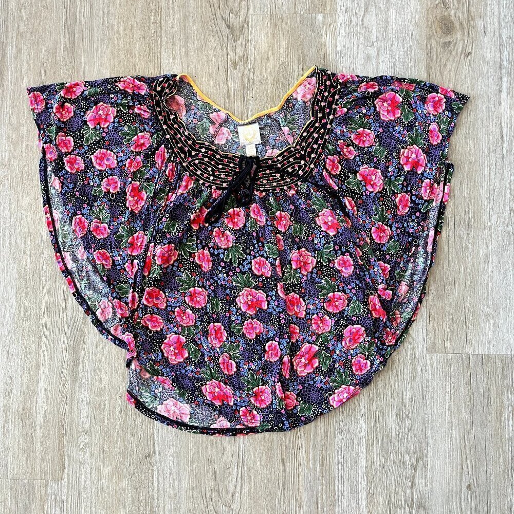 Womens Ric Rac Floral Blouse Top - M